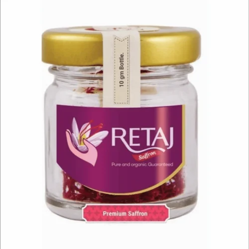 10 gm Retaj Organic Premium Kashmiri Saffron, Packaging Type: Glass Bottle