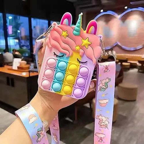 Silicon Plain Unicorn popit sling bag kids