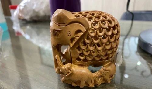 Brown Sandalwood Elephant Statue, For Interior Decor