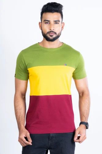 BBRHS0005 Olive Fashion Regular Fit Premium Cut And Sew Round Neck Half Sleeve T-Shirt