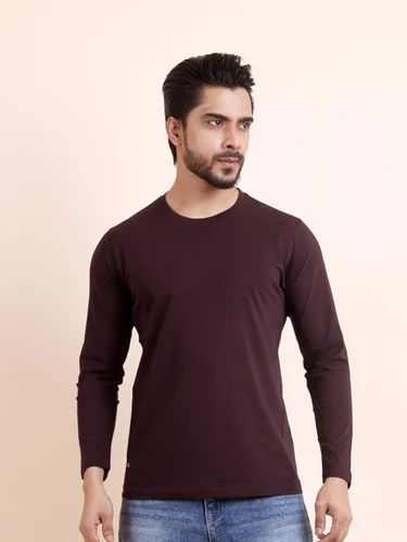 BBFS5001 Wine Basic Round Neck Full Sleeve T-shirt