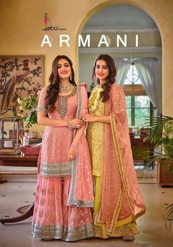 Georgette Eba Lifestyle Wedding Designer Semi Stitched Sharara Suit