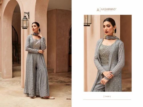 Georgette Embroidered Aashirwad Salwar Suits
