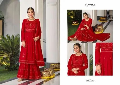 Vinayak Enterprise Anarkali Ladies Wedding Wear Readymade Georgette Embroidered Suits, Machine Wash