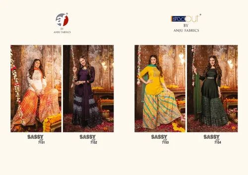 Chiffon Embroidered Kurti Skrit And Dupatta Set, Stitched