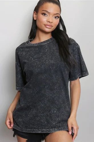 Women's Vintage Acid Washed Cotton T Shirt