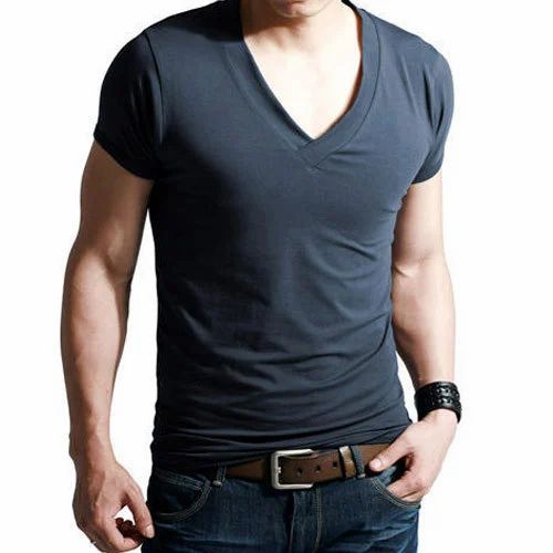 Half Sleeve Mens V Neck T Shirts, Cotton