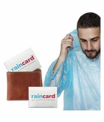 Free Size 1425 Waterproof Rain Poncho With Drawstring Hood Pocket, plastic