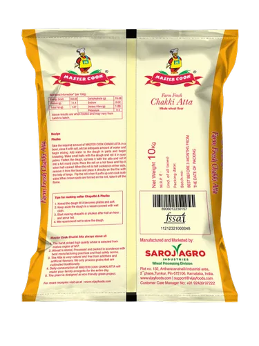 Master Cook Chakki Atta 1kg, Packaging Type: PP Bags