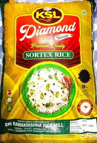 White 26 Kg KSL Diamond Sortex Rice, HDPE Bag