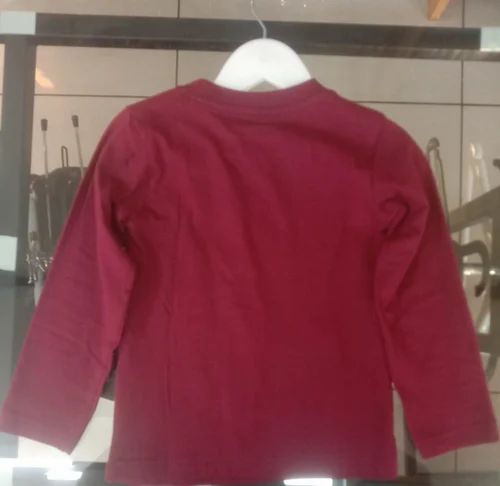 Daily Wear Girls Red Full Sleeves T-Shirt