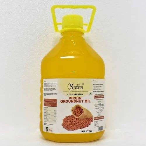 Cold Pressed Lowers Cholesterol 3L Sutra Virgin Groundnut Oil, For Cooking