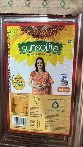 Sunsolite Refined Sunflower Oil, Packaging Size: 15litre