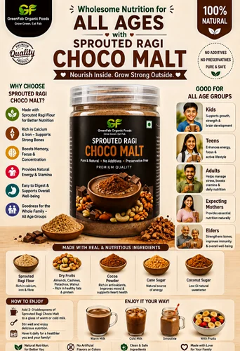 Diastatic 100g Sprouted Ragi Choco Malt - Organic Finger Millet Health Drink