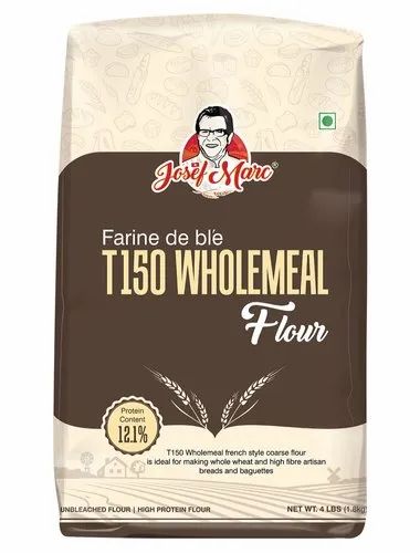 Whole Wheat Josef Marc T150 Wholemeal Flour 4lbs(1.8kg), Packaging Type: Packet