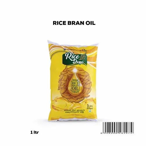 RICE DROPS RICE BRAN OIL (Pouches) 1 Litre, Lowers Cholesterol, Low Cholestrol