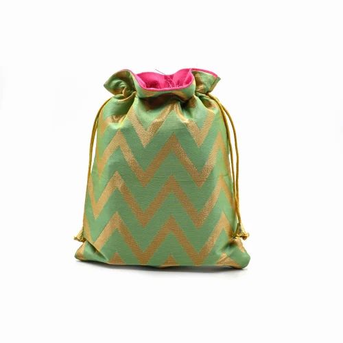 Cotton Traditional Indian Pouches for Weddings & Festivals, Drawstring