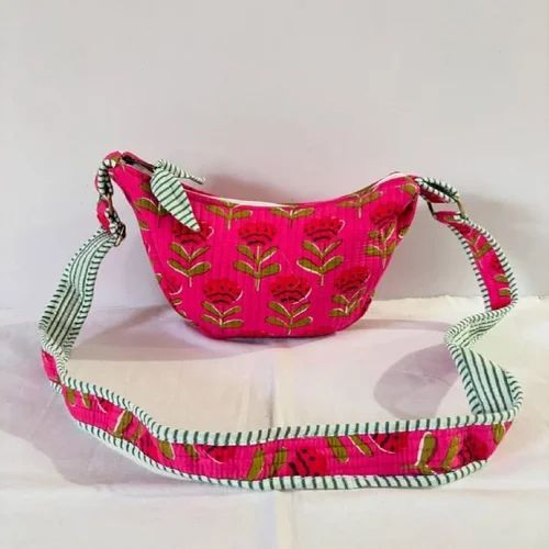 Custom made Handcrafted Quilted Block Printed Kantha sling bags. Ideal for makeup, jewelry