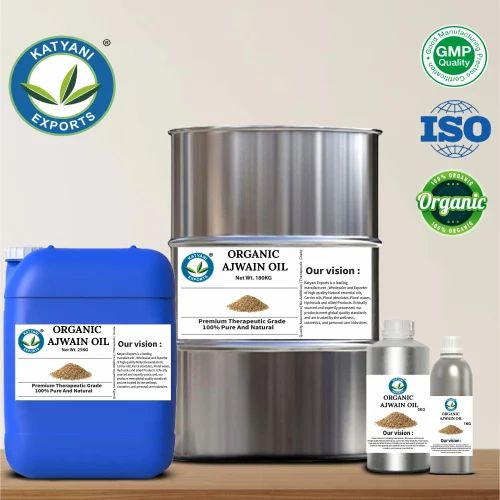 Organic Ajwain (Trachyspermum ammi) Oil, Certified Organic, Steam Distilled, By Katyani Exports