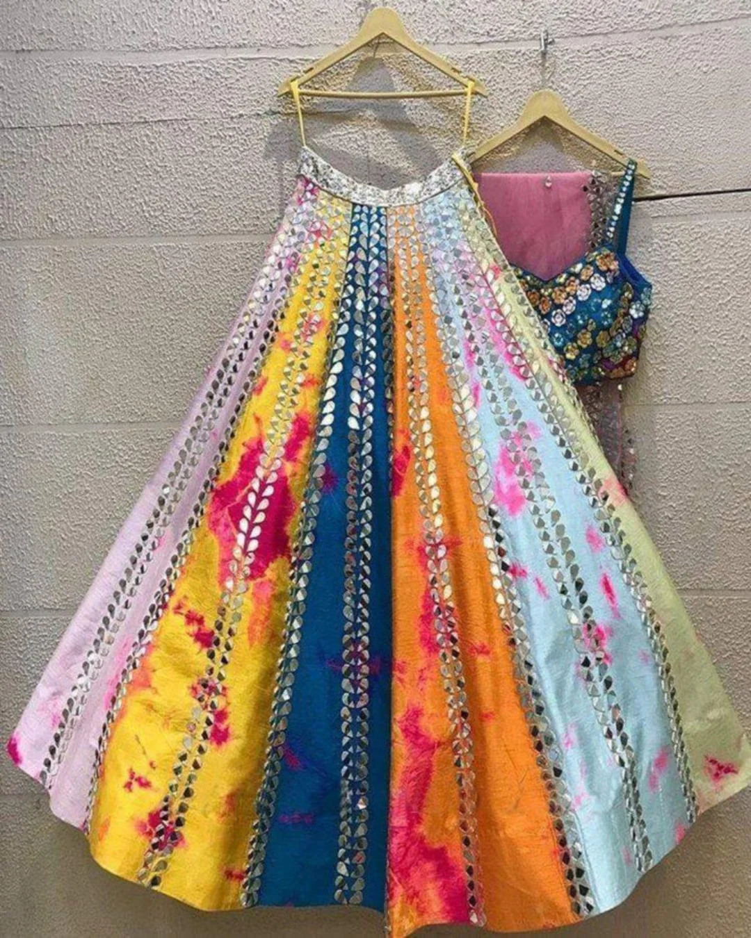 Mirror Work Satin Fabric