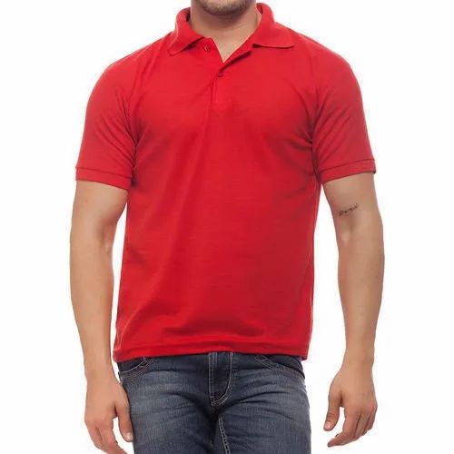 Cotton Multicolor Mens Polo T Shirt, Plain