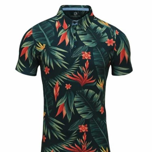Cotton Men Printed T Shirt, Round Collar