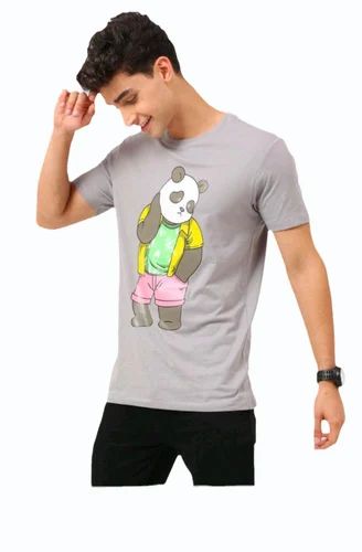 Poly Cotton Large Printed Round Neck Men T-Shirt