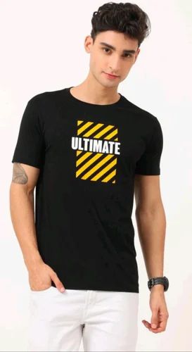 Cotton Men Printed Round Neck T Shirt, Half sleeves, Size: Large