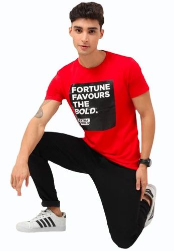 Pure Cotton Printed Half Sleeve Men T-Shirt, Round