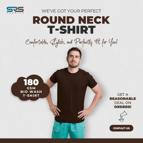 Men Plain Cotton Round Neck T Shirt