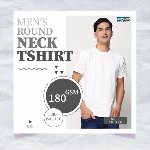 Mens Plain Cotton T Shirt, Round Neck