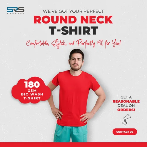 Cotton Mens Round Neck Plain T Shirt