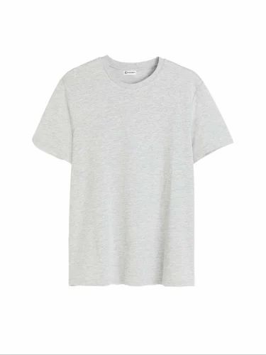Plain Cotton Melange Grey Tshirt