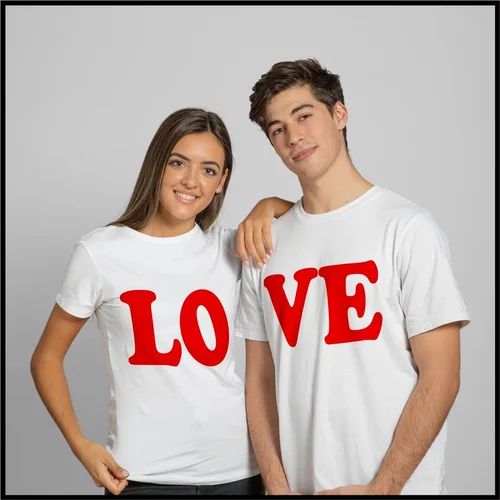 Half Sleeve Couple Cotton T Shirts, Casual Wear