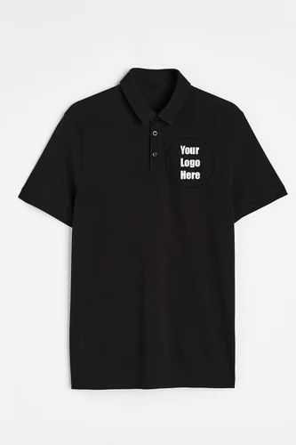 Black Cotton Polo T Shirt, Size: Medium