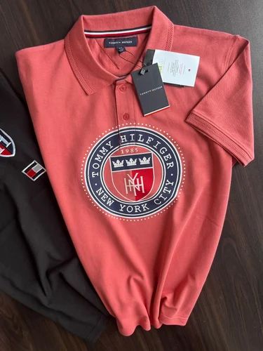 Printed Branded Men cotton Collar T Shirt, Polo Neck