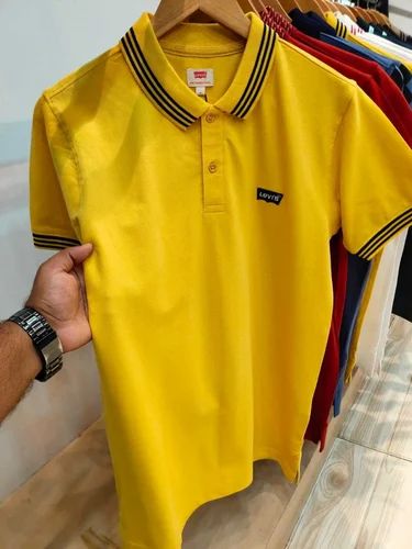 Branded Men cotton Plain Collar T Shirt, Polo Neck