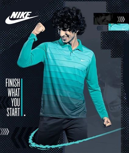 Polyester Full Sleeve Sublimation Print T shirt For men, Polo Neck