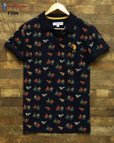 Men's Cotton Printed Polo T-shirt
