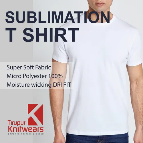 Plain Polyester Sublimation T Shirt, Round Collar
