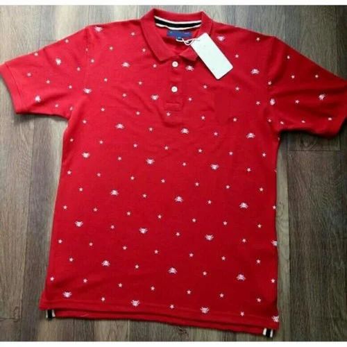 Casual Wear Red Collar T Shirt, Size: Large