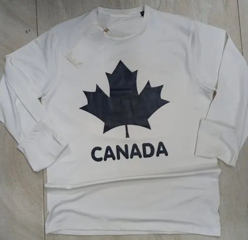 Cotton Logo Men Full Sleeve T Shirts, Round Neck