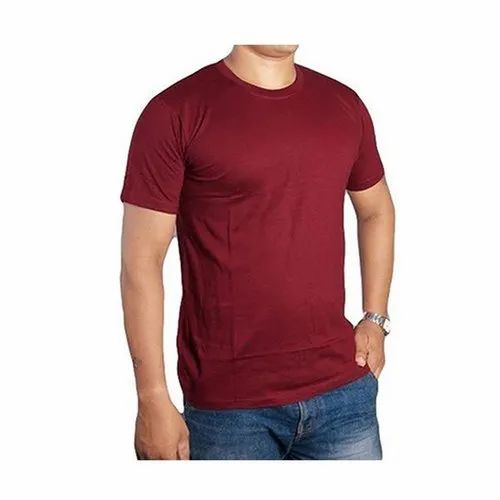 Round Neck Polyester Plain T Shirt