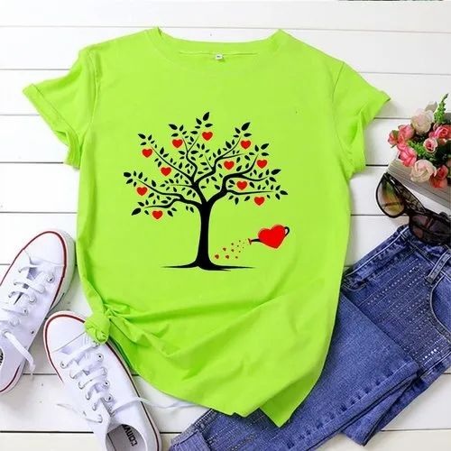 Ladies Printed Round Neck T Shirt