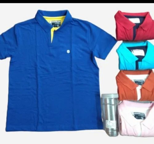 Cotton MENS PLAIN COLLAR T-SHIRT, Polo Neck