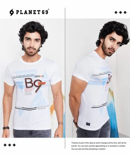 Cotton Mens Printed Round Neck T Shirt