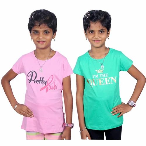 Half Sleeve Girls Printed T Shirt, Daily Wear