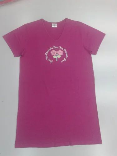 Half Sleeve Ladies Cotton Long Tshirts, Casual Wear, Size: Medium