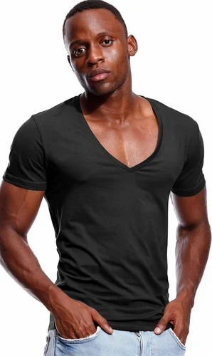 Cotton Plain Men V Neck T Shirts