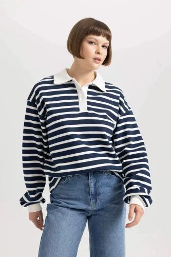 Cotton Ladies Striped Polo T Shirts